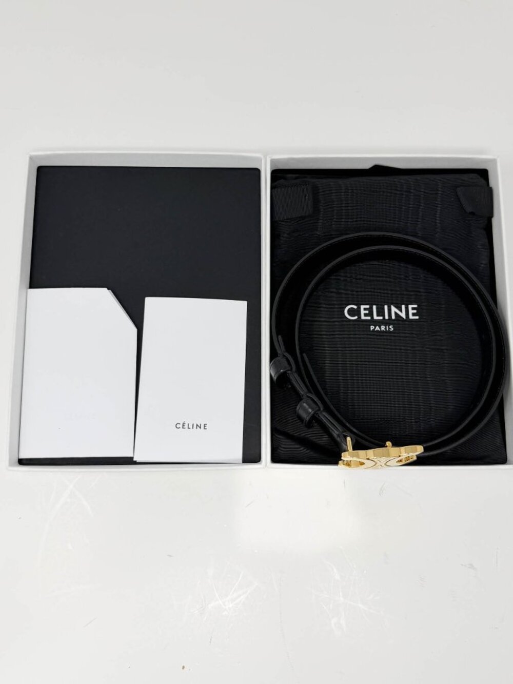 Celine Medium Triomphe Belt in Taurillon Leather